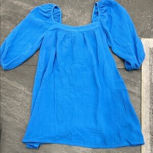 Nation LTD Electric Blue Square Neck Puff Sleeve Mini Dress